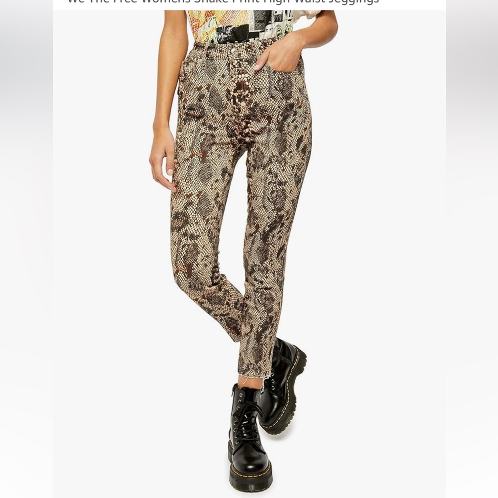 We The Free Brown Snake‎ Print High Waist denim Leggings